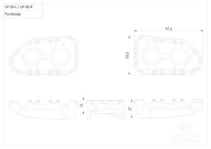 TECH-X ENDURO RID GILLES footpeg set RGK2-B005-UF35-SET-B