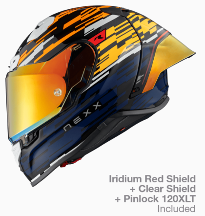 Casca NEXX X.R3R GLITCH RACER ORANGE ALBASTRU