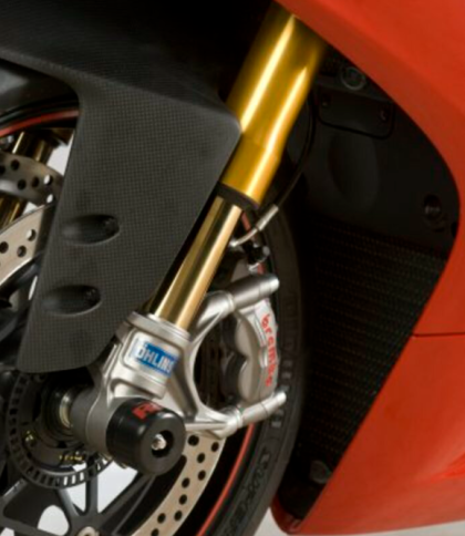 Dopuri de protecție ax furcă R&G RACING, negre, Ducati Panigale V4