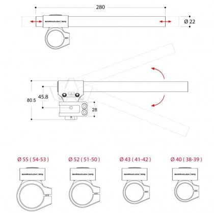 CLIP-ON handlebar BARRACUDA 55mm