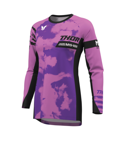 Women's motocross jersey THOR LAUNCHMODE BLEACH BLACK/ORCHID