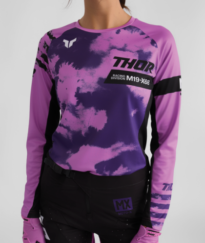 Women's motocross jersey THOR LAUNCHMODE BLEACH BLACK/ORCHID