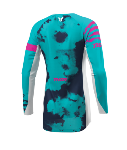 Women's motocross jersey THOR LAUNCHMODE BLEACH WHITE/AQUA