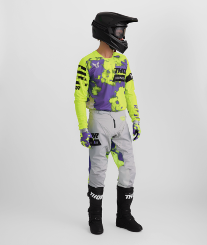 Motocross jersey THOR LAUNCHMODE BLEACH GRAY/ACID