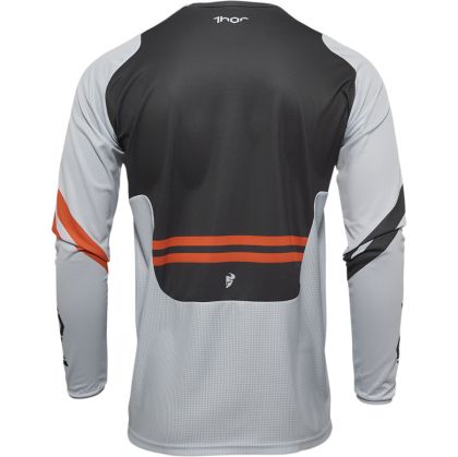 Motocross jersey THOR PULSE CUBE LIGHT GRAY/RED ORANGE