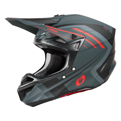 Casca motocross SERIA 5 POLIACRILIT SPIKE GRI/ROSU V.25