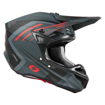 Casca motocross SERIA 5 POLIACRILIT SPIKE GRI/ROSU V.25