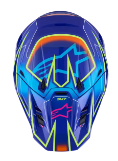 Cască motocross ALPINESTARS SM7 CAST ALBASTRU/GALBEN/ROZ