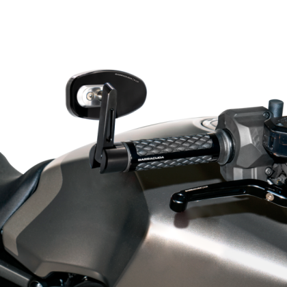 Motorcycle mirrors BARRACUDA SKIN-R/BAR END BLACK (PAIR)