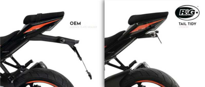 Suport plăcuță de înmatriculare R&G RACING Negru KTM RC 390 22-26 / 125 22-26