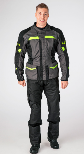 Geacă de motocicletă Lindstrands Transtrands gri/galben din material textil
