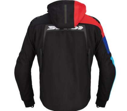 Geacă moto textilă SPIDI HOODIE WARRIOR H2OUT NEGRU/ROȘU/ALBASTRU CER