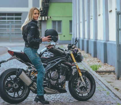 Women's motorcycle jeans TRILOBITE 661 PARADO REGULAR FIT LONG BLUE