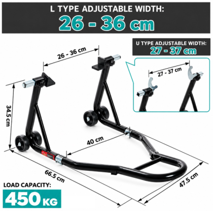 Πίσω βάση μοτοσικλέτας, 450 kg, προσαρμογείς L και U