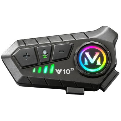Interfon U10 cu 2x Bluetooth pentru motocicletă, pentru cască, cu microfon RGB și USB-C