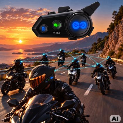 Ενδοεπικοινωνία μοτοσικλέτας bluetooth mesh Y8x για κράνη – 8 χρήστες, κοινή χρήση μουσικής