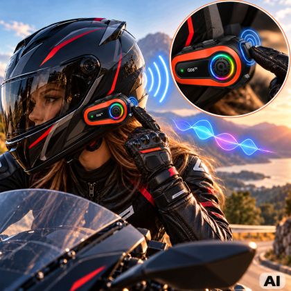 Q08 2x bluetooth motorcycle intercom for helmets with rgb microphone and usb-c