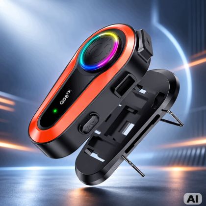 Q08 2x bluetooth motorcycle intercom for helmets with rgb microphone and usb-c