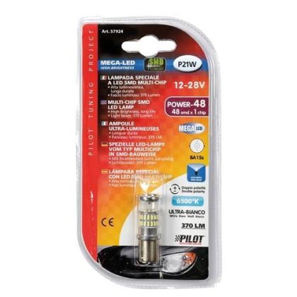 Bulb Mega-Led Hi-Power 48 - 12-28V - (P21W) - BA15s WHITE