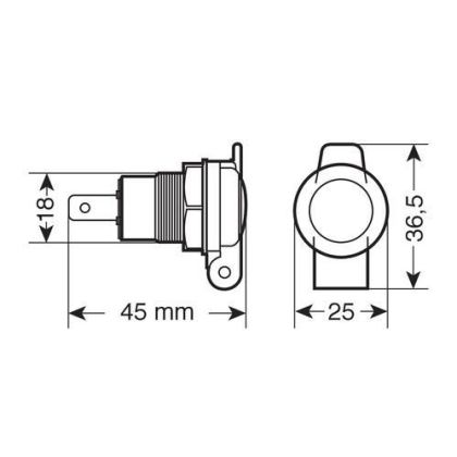 DIN - priza - 12/24V - metal