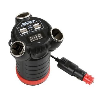 Cigarette lighter connector - 3+4 USB + voltmeter - 12/24/36V