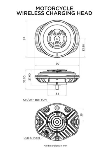 Wireless charger QUAD LOCK Head