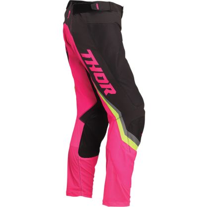 Pantaloni de motocross pentru femei THOR PULSE REV CHARCOAL/FLO PINK