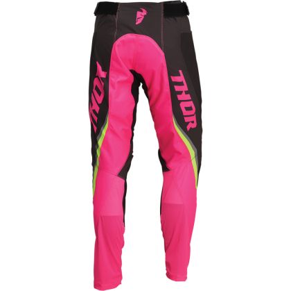 Pantaloni de motocross pentru femei THOR PULSE REV CHARCOAL/FLO PINK