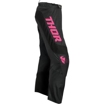 Pantaloni de motocross pentru femei THOR WOMEN’S SECTOR MINIMAL BLACK/FLO PINK