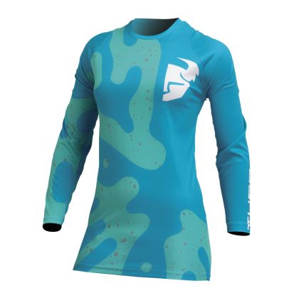 Tricou de motocross pentru femei THOR DEGUISE TEAL/AQUA