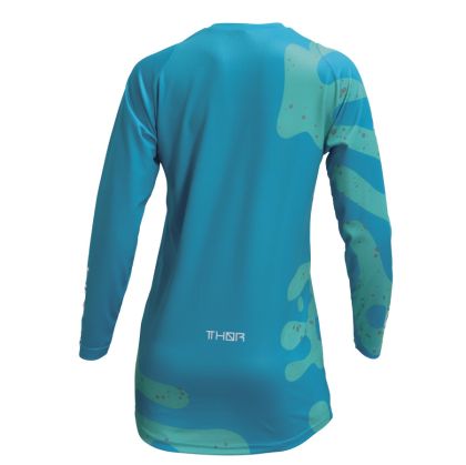 Tricou de motocross pentru femei THOR DEGUISE TEAL/AQUA