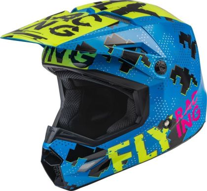 Casca cross copii FLY RACING Kinetic Scan- Albastru/Hi-Vis-Roz