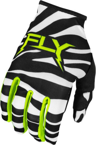 Kids motocross gloves FLY RACING Lite Uncaged- Black/White/Neon Green