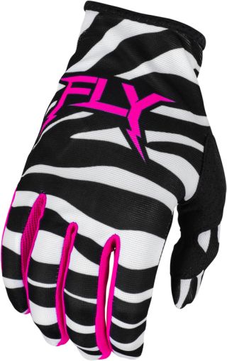 Kids Motocross Gloves FLY RACING Lite Uncaged- Black/White/Neon Pink