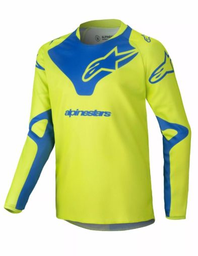 Tricou Motocross Copii ALPINESTARS YTH RACER VEIL GALBEN/ALBASTRU