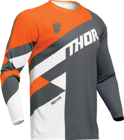 Tricou motocross copii THOR YOUTH SECTOR CHECKER GRI/ORANGELIO