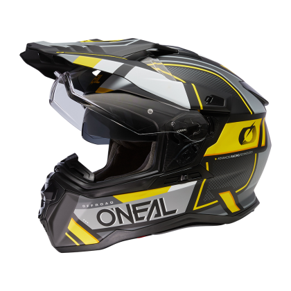 Enduro helmet D-SRS SQUARE V.24 BLACK/GRAY/NEON YELLOW