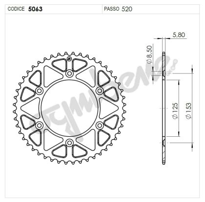 Rear Sprocket TROFEO 365063150 BLACK