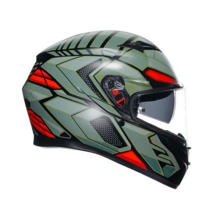 КАСКА  AGV K3 - DECEPT MATT BLACK/GREEN/RED