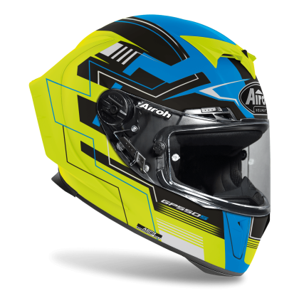 AIROH GP550 S CHALLENGE BLUE/YELLOW MATT HELMET