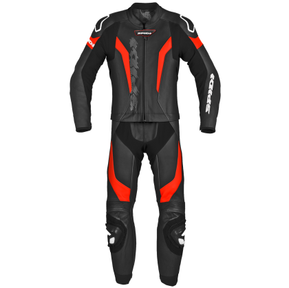 LEATHER MOTORCYCLE TEAM SPIDI LASER TOURING BLACK/RED 2PC