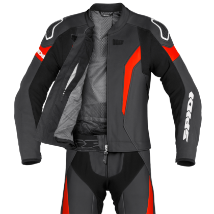 LEATHER MOTORCYCLE TEAM SPIDI LASER TOURING Red/Black 2PC