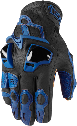 Leather motorcycle gloves ICON HYPERSPORT SHORT - BLUE