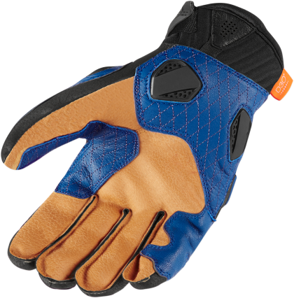 Leather motorcycle gloves ICON HYPERSPORT SHORT - BLUE