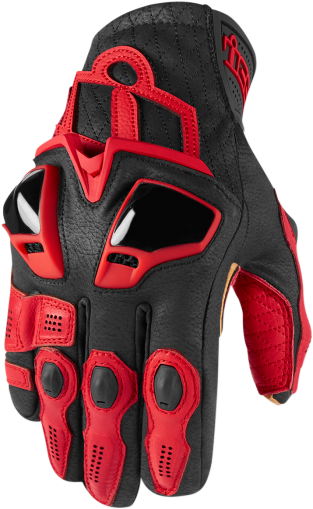 Leather motorcycle gloves ICON HYPERSPORT SHORT - RED