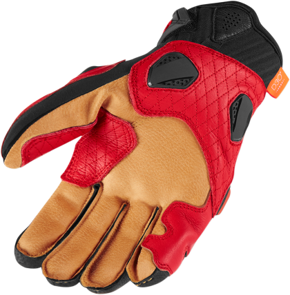 Leather motorcycle gloves ICON HYPERSPORT SHORT - RED