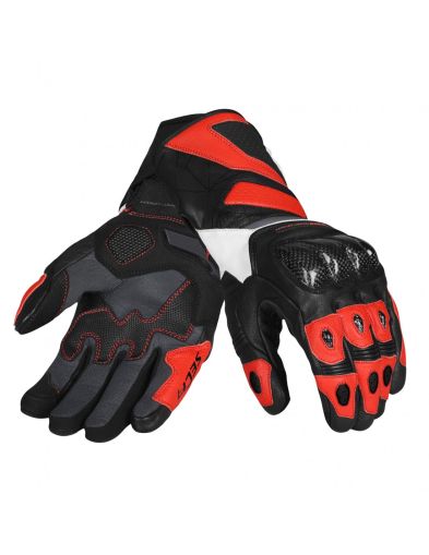 Leather motorcycle gloves SECA ATOM RED