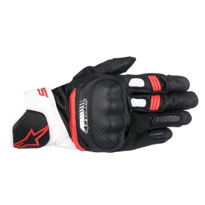 Mănuși din piele ALPINESTARS SP-5 NEGRU/ALB/ROȘU