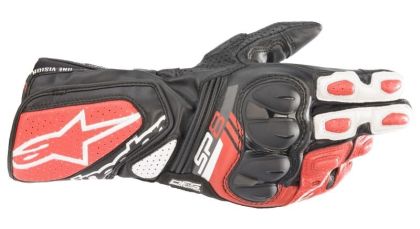 LEATHER GLOVES ALPINESTARS SP-8 V3 BLACK/WHITE/RED