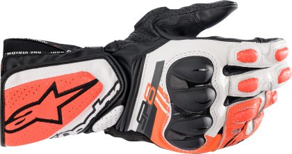 LEATHER GLOVES ALPINESTARS SP-8 V3 BLACK/WHITE/RED FLUO